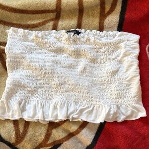 Forever 21 White Smocked Crop Top